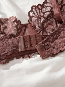 Brown Floral Lace Underwire Bra and Thong <b>Set</b> Womens <b>Sexy</b> Sheer Mesh Intimates Lingerie <b>Set</b> Elegant Underwear <b>Set</b> OEM ODM - Product Image 5