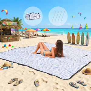 Esterilla de picnic rectangular extragrande, a prueba de arena, portátil, para exteriores, para verano, playa, camping, senderismo y viajes. - Product Image 1
