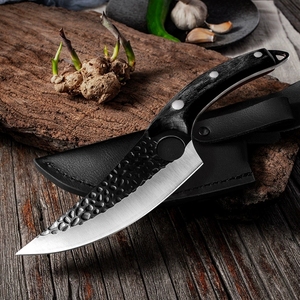 Couteau de boucher forgé à la main avec trou pour le doigt, manche ergonomique, couteau à découper en acier inoxydable pour barbecue, camping et cuisine - Product Image 5