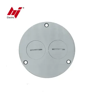 4'' Stainless Steel Flush Round Floor Box Cover Plate with Duplex Receptacle