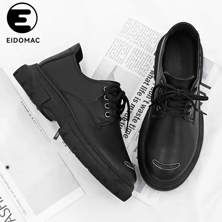 Design Leather Dress Shoes Smiley Stitches Soft Korean Version of Boy Youth Casual Shoes Street Style Wholesale Light Shoes