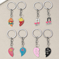 Nouveau porte-clés mignon Hamburg BFF pour couple, pour femmes et hommes, avec pendentif en forme de cœur et lettres de dessin animé, accessoire de mode pour sac à dos, bijou, cadeau