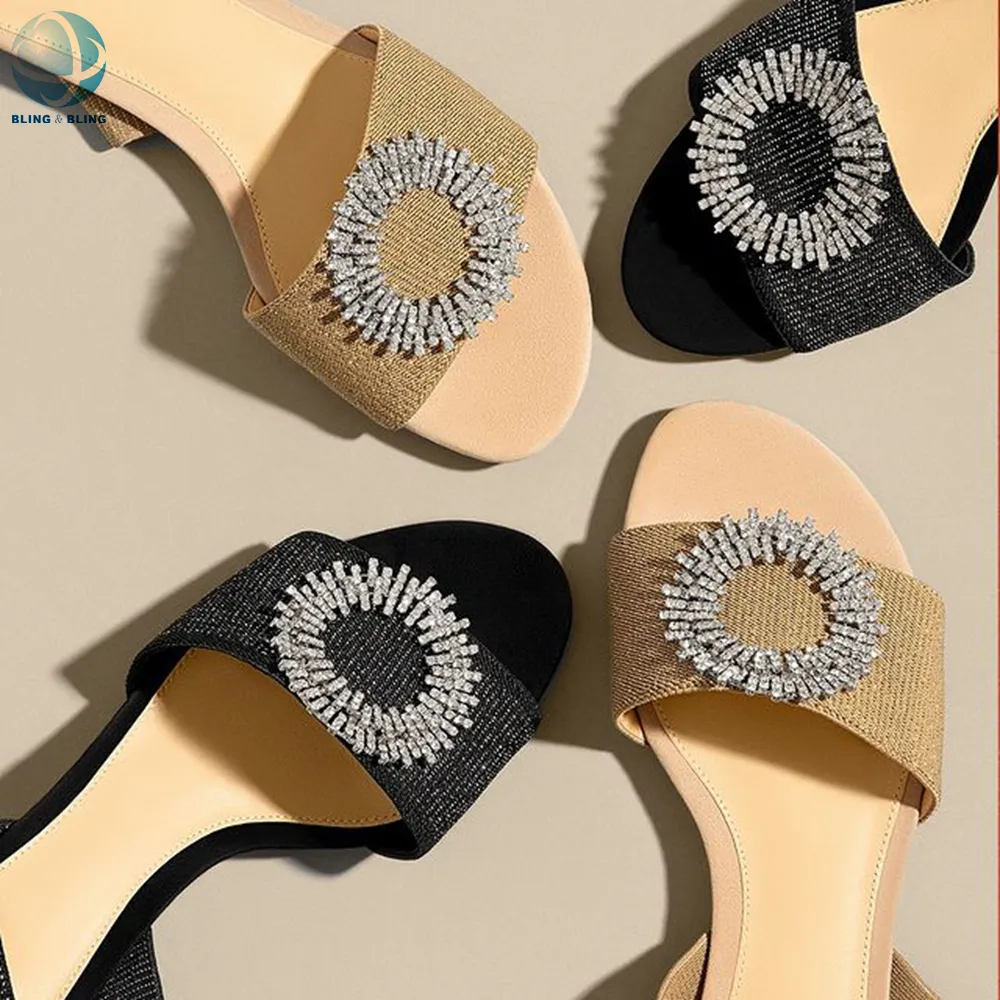 Zapatos de flores con diamantes de imitación para mujer, sandalias, accesorios