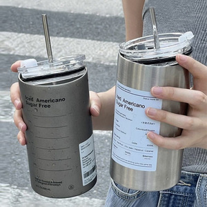 Vaso Térmico <span class=keywords><strong>de</strong></span> Acero Inoxidable <span class=keywords><strong>de</strong></span> Doble Pared <span class=keywords><strong>de</strong></span> 20 oz al por Mayor, Taza <span class=keywords><strong>de</strong></span> Café Delgada, Botella <span class=keywords><strong>de</strong></span> Agua con Aislamiento al Vacío, Tapa <span class=keywords><strong>de</strong></span> Plástico, Pajita para <span class=keywords><strong>Cerveza</strong></span> - Product Image 1