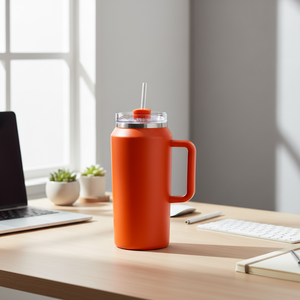 Unisex Eco-Friendly 64Oz Large Capacity Reusable Stainless Steel Tumbler <b>with</b> <b>Straw</b> Handle Cup - Product Image 2