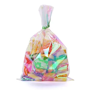 Groothandel Custom Iriserende Holografische Cellofaan Party Bags Met Twist Ties Solid Gift Wrap Cellofaan Plastic Zakken