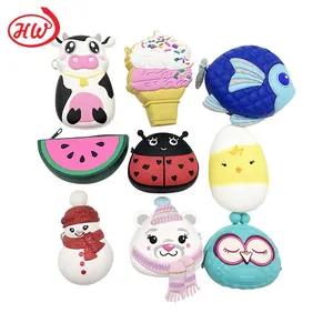 Fashion Cartoon Small Soft Rubber Material Kids Students Wallet Leather Coin Purse With Zipper