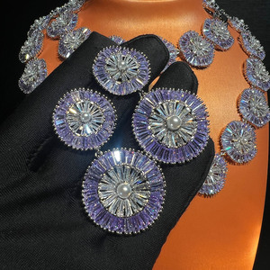 Ensemble de <span class=keywords><strong>bijoux</strong></span> ZX : Collier, bague et bracelet en laiton plaqué or 18 carats avec zircon, pour mariage, banquet, soirée formelle, style vintage, <span class=keywords><strong>bijoux</strong></span> raffinés pour femmes - Product Image 3