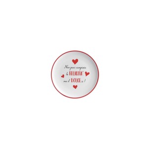 Assiette à bonbons en céramique 28 cm avec citation inspirante et design de cœurs rouges - Product Image 1