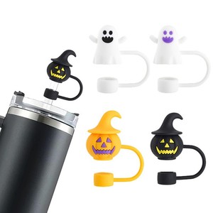 Capuchon de paille en silicone Premium pour Halloween, 8-10mm, motifs Citrouille, Fantôme, Dessin Animé, Décoration de paille pour fête, Cache-poussière pour fête d'anniversaire d'enfants - Product Image 6