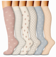 Chaussettes de compression montantes personnalisées à motifs unisexes respirantes imprimées pour le sport, la course, les voyages, l'allaitement – Vente en gros