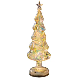 उच्च गुणवत्ता के साथ घर की सजावट एलईडी रोशनी क्रिसमस ट्री ग्लास सजावट क्रिसमस पेड़