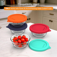 Couvercles de remplacement en silicone pour coupelles à crème Pyrex et Anchor Hocking en verre 10oz / 6oz – Couvercles ronds en silicone pour la conservation des aliments