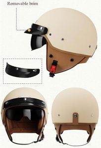 Casco Mezzo Jet Retrò Omologato DOT <span class=keywords><strong>per</strong></span> Adulti Stile Tedesco Vintage con Visiera Parasole <span class=keywords><strong>per</strong></span> Scooter ATV Racing <span class=keywords><strong>Vespa</strong></span> da Uomo - Product Image 2
