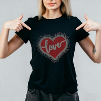 Transferts thermiques en strass à motif d'amour les plus vendus pour t-shirts