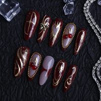 Uñas Postizas Acrílicas de Alta Gama con Cobertura Completa, Estilo Francés, Puntas Largas, Forma de Mariposa, Aplicación con Pegamento, Belleza Personalizada