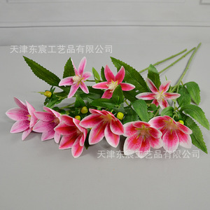 Fleur artificielle, bouquet de 3 orchidées vanille en soie rouge profond, décoration intérieure, ornement de mariage - Product Image 3