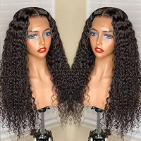 Perruque sans colle 360 Lace Full Frontal en cheveux vierges bruts, ondulations profondes, couleur marron, avec dentelle HD transparente, perruque de cheveux humains