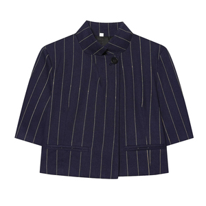 SHENZHU Dames 2026 Zomer Nieuwe Mode <span class=keywords><strong>Blazer</strong></span> Jas Gestreept Linnen Vintage Casual Korte Mouw Vrouwelijke Buitenkleding Chic - Product Image 1