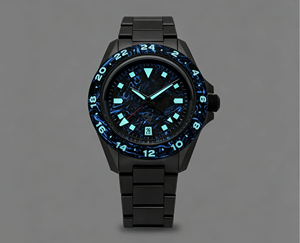 Orologi Automatici GMT da Uomo 40MM con Movimento Miyota 9075, Ghiera Fissa in Fibra di Carbonio Forgiata, 24 Ore, Completamente Luminosi - Product Image 3