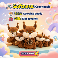 Peluches d'écureuils kawaii super douces personnalisées en gros avec rembourrage en coton PP, jouet anti-stress pour tous les âges