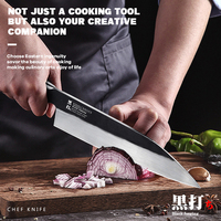 Couteau Gyuto Konoll 210MM noir forgé MD305 en acier en poudre à haute teneur en carbone, couteau de chef avec manche en bois stabilisé