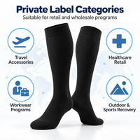Chaussettes de compression graduée en coton personnalisées 15-20 mmHg, hauteur genou, soutien orthopédique, fabricant OEM sous marque privée