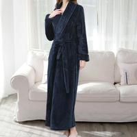 Peignoir long élégant uni avec col, ceinture et poches – Robe de nuit de luxe pour hôtel, maison, vacances – Cadeau idéal
