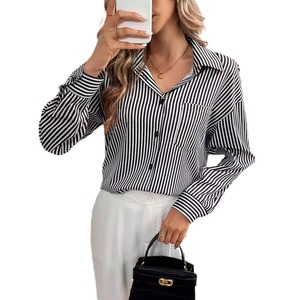 Nouvelle <span class=keywords><strong>chemise</strong></span> élégante à manches longues pour femme, imprimée rayures, avec nœud au dos et boutons sur le devant, collection Automne-Hiver 2026 - Product Image 5
