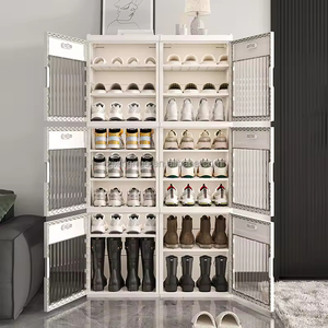 6 Tier gấp rõ ràng có thể gập lại chống bụi PP + HIPS giá Stackable Giày trường hợp lưu trữ Organizer container Box với biểu tượng tùy chỉnh - Product Image 6