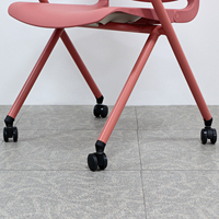 Chaise de formation pliable avec roulettes, empilable, en PP et acier, avec support lombaire respirant pour salle de réunion