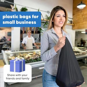 Sacs en plastique noir 11,5x21 pouces, 300 unités, avec poignées pour les courses et l'épicerie - Product Image 4