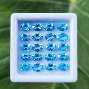 Topaze bleue naturelle de haute qualité, taille ovale, pierre précieuse faite à la main, pour la création de bijoux, certifiée par un tiers, traitement ciré/huileé - Product Image 1