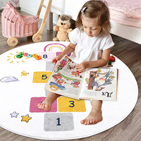 Tapis pour enfants Hopscotch Tapis de sol rond arc-en-ciel Tapis de salle de jeux amusant et éducatif