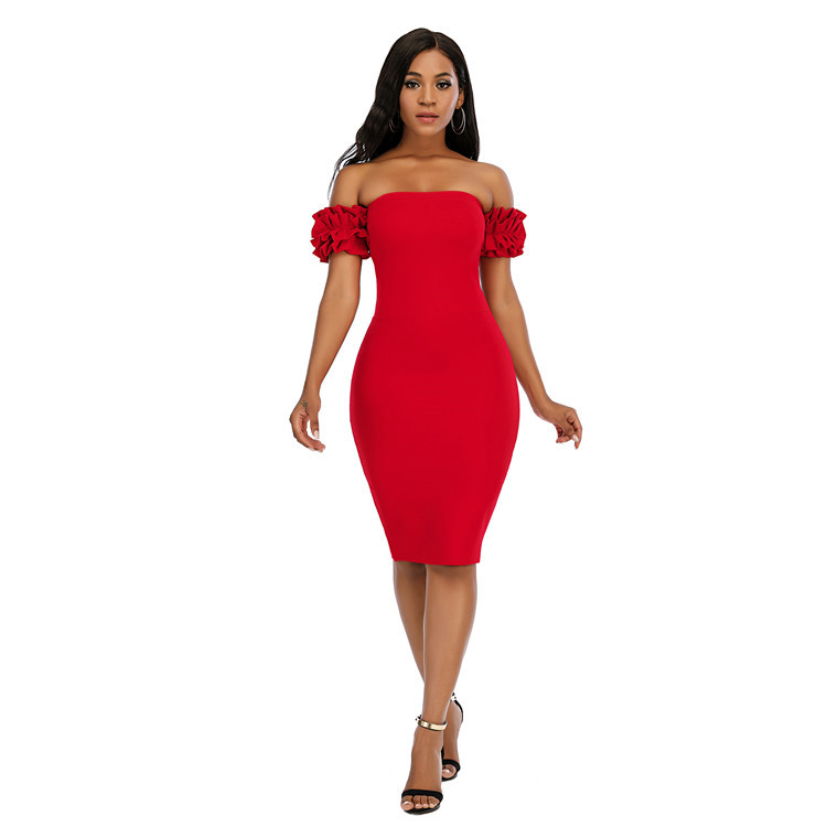 Knee Length Red Dresses with Sleeves for Women & Girls Knee Length Red Dresses with Sleeves for Women & Girls