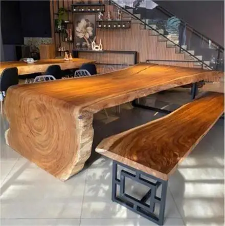 Wholesale Supplier Natural Slab Acacia Walnut Top Bubinga Raw Suar Live Edg Dining Wood Table Wood Slab