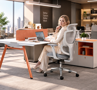 Poste de travail de bureau en forme de L moderne avec armoire de rangement latérale et chaise de bureau ergonomique en maille pour bureau d'entreprise