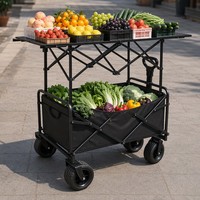 Chariot de camping pliable avec auvent pare-soleil, chariot pliant avec table, chariot de marché en tissu Oxford 900D pour la vente en plein air et le camping