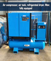 Compresseur d'air à vis monophasé 4-en-1 380V/400V/220V 7,5-250KW avec réservoir, sécheur et filtre, économie d'énergie 25%, faible bruit