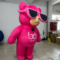 Ballon gonflable d'ours rose d'accessoires de festival de rock, costume gonflable géant d'ours en peluche