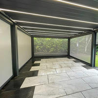 Pavillon de jardin en alliage d'aluminium avec télécommande, à lames orientables, pergola rétractable, résistant au soleil et à l'eau