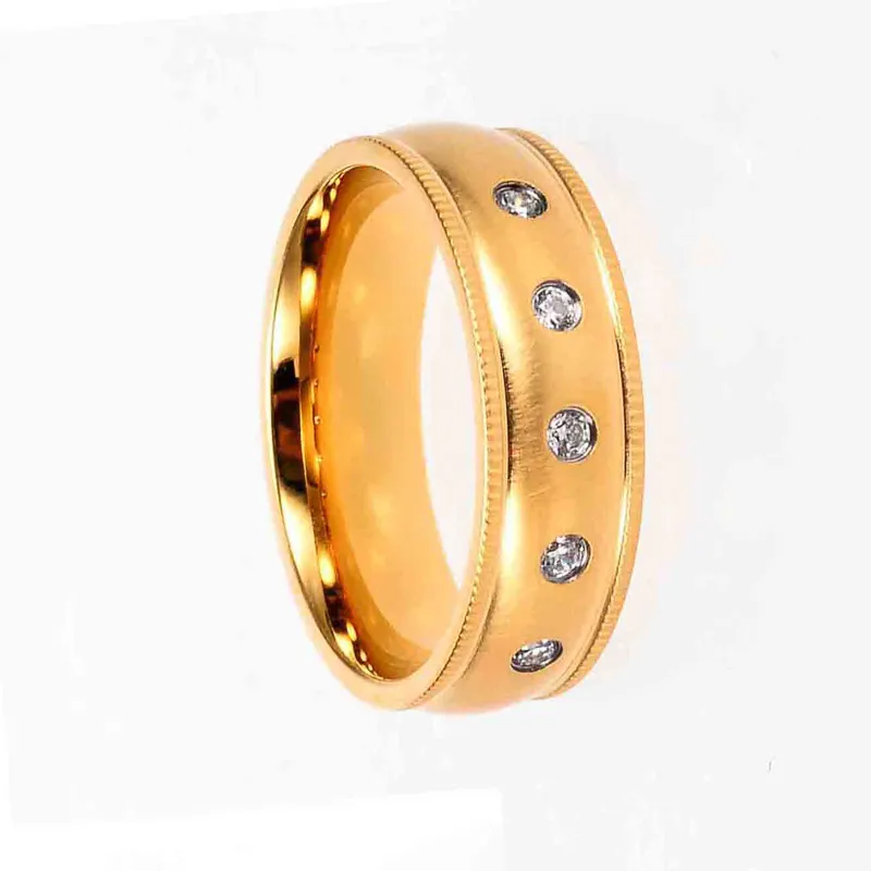 18K सोने के गहने स्टेनलेस स्टील महिलाओं के लिए जिक्रोन युगल के छल्ले आभूषण 18K गोल्ड सोना मढ़वाया स्टेनलेस स्टील की अंगूठी
