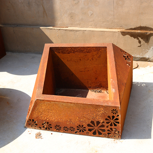 Pot de fleurs au design moderne, résistant aux intempéries, en acier corten, jardinières - Product Image 1