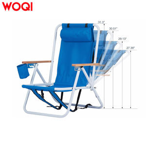 เก้าอี้ชายหาดพับได้ Woqi สีฟ้า ผ้า Oxford ปรับเอนได้ พกพาสะดวก พร้อมที่วางแก้ว รับน้ำหนักได้ 120 กก. - Product Image 2