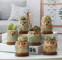 Antique Plante Succulente Mini En Céramique En Forme de Hibou Fleur Pot à Bonsaï Pour La Décoration Intérieure