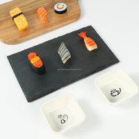 Hefeng or et argent couleur unie ensemble d'assiettes à sushi japonaises de haute qualité ensemble d'assiettes en pierre assiette en mélamine baguettes en acier inoxydable