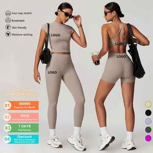Conjunto Deportivo de Alta Elasticidad Más Popular para Mujer, Secado Rápido, Transpirable, para Gimnasio, Yoga, con Efecto Push-Up - Product Image 1