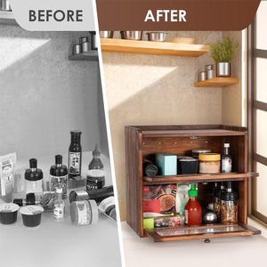 Sunhoo ekmek kutusu için mutfak tezgahı ahşap ekmek saklama kabı Bin 2 katmanlı Breadbox tutucu - Product Image 3