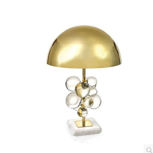 Modern Creative Bubble Design Table Lamp With Colorful Crystal Balls <strong>Gold</strong> <strong>Lampshade</strong> and Marble Base for Home Bedroom and Office - Product Image 5