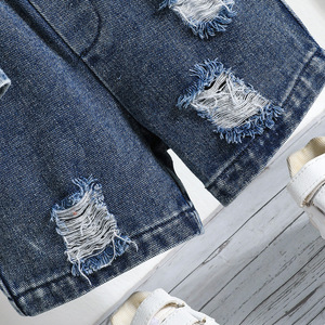 Ensemble tendance d'été en jean pour bébés garçons : <span class=keywords><strong>veste</strong></span> en jean déchirée, t-shirt blanc et short déchiré – Vêtements pour garçons de 0 à 3 ans - Product Image 6